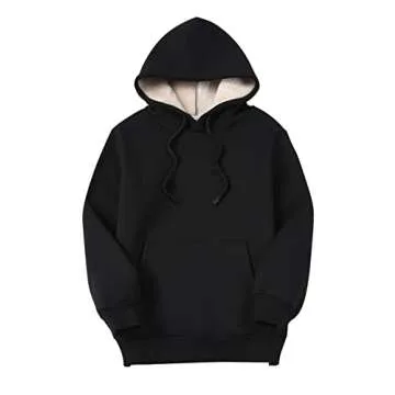 Yeokou Women's Winter Hoodies Pullover Sherpa Fleece Warm Heavyweight Sweatshirt(Black-L)