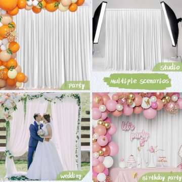 Backdrop Curtain for Wedding Ceremony Photography Banquet Event Party 1.5m x 3m (5ft x 10ft) White HAORUI