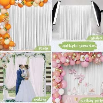 Backdrop Curtain for Wedding Ceremony Photography Banquet Event Party 1.5m x 3m (5ft x 10ft) White HAORUI
