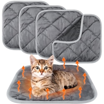 Clysee 4 Pack Self Heating Cat Pad Self Warming Dog Mat Reflects Body Heat Extra Warm Thermal Pet Pa...