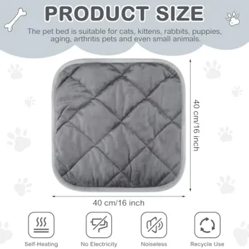 Clysee 4 Pack Self Heating Cat Pad Self Warming Dog Mat Reflects Body Heat Extra Warm Thermal Pet Pad Washable Dog Cat Bed Crate Bed Mat Blanket(Gray,16 x 16 Inch)