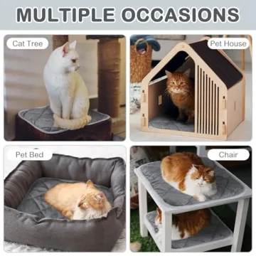 Clysee 4 Pack Self Heating Cat Pad Self Warming Dog Mat Reflects Body Heat Extra Warm Thermal Pet Pad Washable Dog Cat Bed Crate Bed Mat Blanket(Gray,16 x 16 Inch)