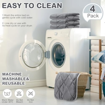 Clysee 4 Pack Self Heating Cat Pad Self Warming Dog Mat Reflects Body Heat Extra Warm Thermal Pet Pad Washable Dog Cat Bed Crate Bed Mat Blanket(Gray,16 x 16 Inch)