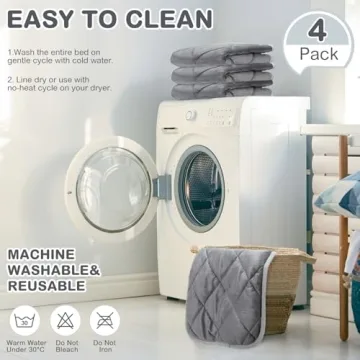 Clysee 4 Pack Self Heating Cat Pad Self Warming Dog Mat Reflects Body Heat Extra Warm Thermal Pet Pad Washable Dog Cat Bed Crate Bed Mat Blanket(Gray,16 x 16 Inch)