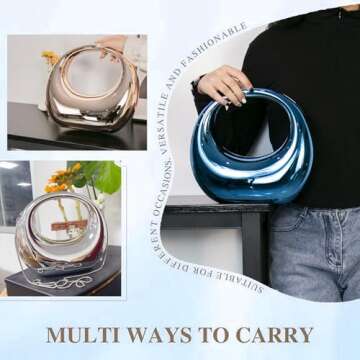 KAMEILONG Large Crescent Moon Acrylic Evening Clutch Purse Top-handle Unique Hobo Bag Elegant Marble Handbag for Wedding Party (champagne)