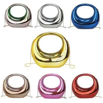 KAMEILONG Large Crescent Moon Acrylic Evening Clutch Purse Top-handle Unique Hobo Bag Elegant Marble Handbag for Wedding Party (champagne)