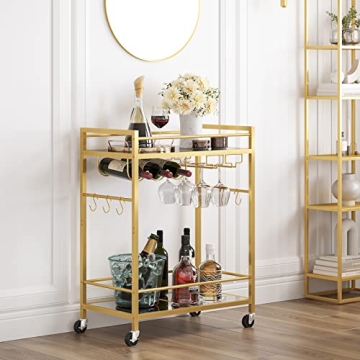 TUTOTAK Multifunctional Bar Cart with Wine Rack