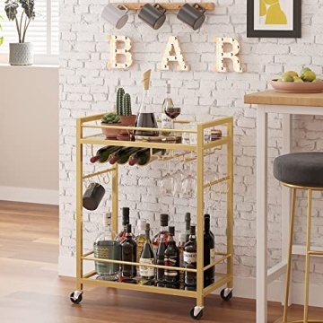 TUTOTAK Multifunctional Bar Cart with Wine Rack