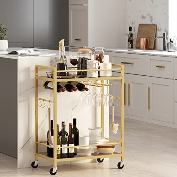 TUTOTAK Multifunctional Bar Cart with Wine Rack