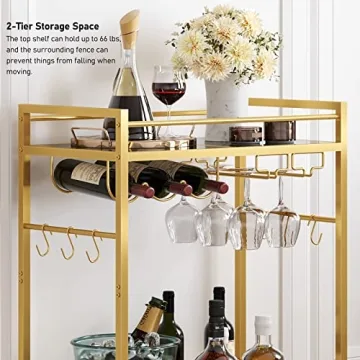 TUTOTAK Multifunctional Bar Cart with Wine Rack
