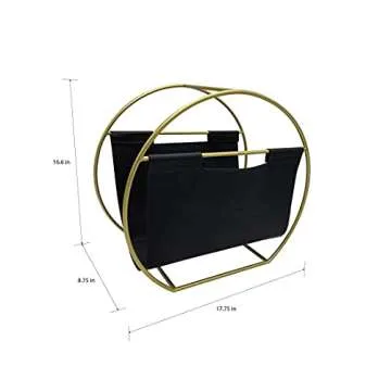 Becki Owens Magazine Holder - Black Leather and Gold Metal Design - File Organizer Rack for Desktop ...
