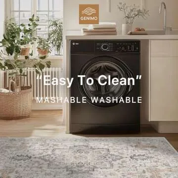 GENIMO Runner Rug 2x5 Non Slip Machine Washable Vintage Hallway Runner Rug, Low Pile Lightweight Rugs for Entryway, Hallway, Kitchen and Corridor, Light Taupe Brown