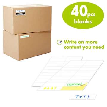 640 Pcs Removable Home Moving Labels 15 Pre-Printed Color-Coded Plus 1 Customizable Blank (Each Measures 4" x 1")