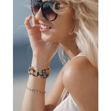 Newlibery Resin Stretchy Watch Bands Women Compatible with Apple Watch 38mm 40mm 41mm 42mm (S10) Tor...