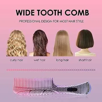 CANDYBRUSH Wide Tooth Comb for Women Wet Hair Comb Colorful Curl Straight Hair Men Girls Detangling Hair Combs Fashion Popular Styling Large Pink-Purple Gradient
