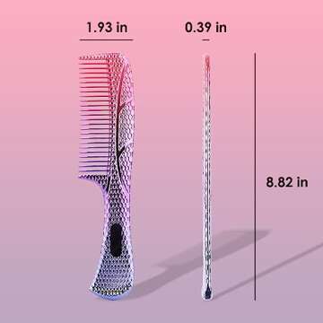 CANDYBRUSH Wide Tooth Comb for Women Wet Hair Comb Colorful Curl Straight Hair Men Girls Detangling Hair Combs Fashion Popular Styling Large Pink-Purple Gradient