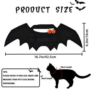 YUJUN Cat Halloween Costume Pets Bat Wing with Pumpkin Shaped Jingle Bells Accessory for Puppy Kitte...