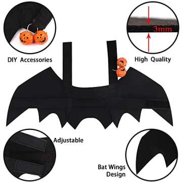 YUJUN Cat Halloween Costume Pets Bat Wing with Pumpkin Shaped Jingle Bells Accessory for Puppy Kitten Halloween Party Costume Supplies