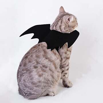 YUJUN Cat Halloween Costume Pets Bat Wing with Pumpkin Shaped Jingle Bells Accessory for Puppy Kitten Halloween Party Costume Supplies