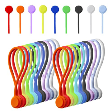 20 Pack Reusable Silicone Magnetic Cable Ties for Effortless Organization