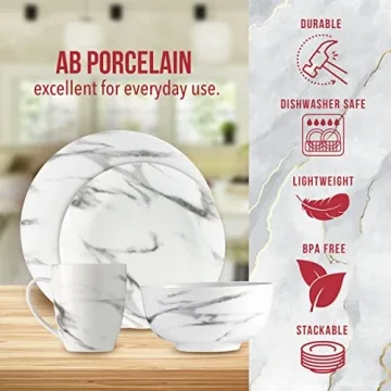 Safdie & Co. 16-Piece Marble Dinnerware Set for Stylish Dining