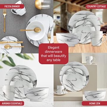 Safdie & Co. 16-Piece Marble Dinnerware Set for Stylish Dining