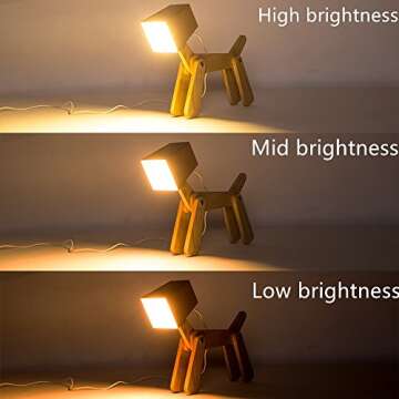 HROOME Super Cute Dog Table Lamp for Kids Room Bedroom Bedside - Dimmable Touch Control Wood Fun Uni...