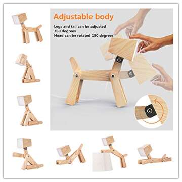 HROOME Super Cute Dog Table Lamp for Kids Room Bedroom Bedside - Dimmable Touch Control Wood Fun Unique Desk Lamp Warm White Light Gifts for Friends Boys Girls Dorm Farmhouse (Medium-Wood Color)