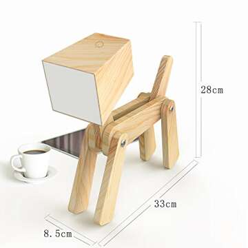 HROOME Super Cute Dog Table Lamp for Kids Room Bedroom Bedside - Dimmable Touch Control Wood Fun Unique Desk Lamp Warm White Light Gifts for Friends Boys Girls Dorm Farmhouse (Medium-Wood Color)