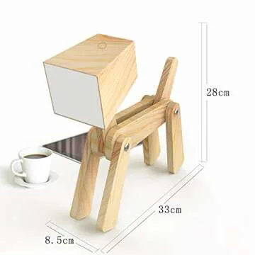 HROOME Super Cute Dog Table Lamp for Kids Room Bedroom Bedside - Dimmable Touch Control Wood Fun Unique Desk Lamp Warm White Light Gifts for Friends Boys Girls Dorm Farmhouse (Medium-Wood Color)