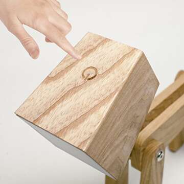 HROOME Super Cute Dog Table Lamp for Kids Room Bedroom Bedside - Dimmable Touch Control Wood Fun Unique Desk Lamp Warm White Light Gifts for Friends Boys Girls Dorm Farmhouse (Medium-Wood Color)