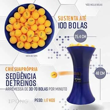 iPong V300 Table Tennis Training Robot - Serves 40mm Regulation Ping Pong Balls Automatically - Play Solo w/o Playback Mode on your Ping Pong Table - Various Models Available, Size 19 , Blue