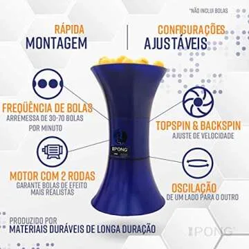 iPong V300 Table Tennis Training Robot - Serves 40mm Regulation Ping Pong Balls Automatically - Play Solo w/o Playback Mode on your Ping Pong Table - Various Models Available, Size 19 , Blue