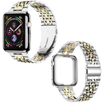 MioHHR Compatible with Apple Watch band 38mm 40mm, Solid Stainless Steel Metal Strap for iWatch Seri...