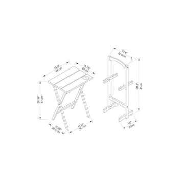 Riverbay Furniture 5 Piece Set Compass Print Wood Folding TV Tray Table Stand in Gray, 4 Tray Tables & 1 Stand