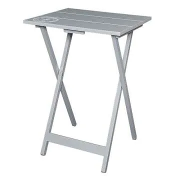 Riverbay Furniture 5 Piece Set Compass Print Wood Folding TV Tray Table Stand in Gray, 4 Tray Tables & 1 Stand