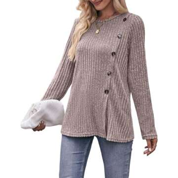 Fawjsais Sweaters for Women Trendy Tops Dressy Casual Long Sleeve Tops Tunic Lightweight Sweaters Fa...