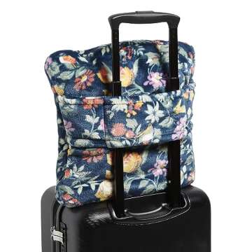 Vera Bradley Plush Fleece Travel Blanket with Trolley Sleeve, Fresh-Cut Floral Critters