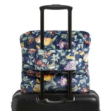 Vera Bradley Plush Fleece Travel Blanket with Trolley Sleeve, Fresh-Cut Floral Critters