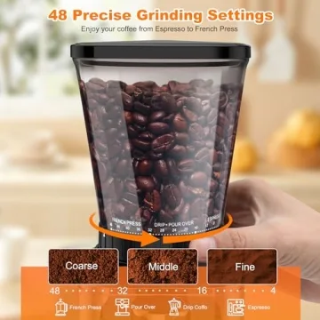 Premium Conical Burr Coffee Grinder with 48 Settings