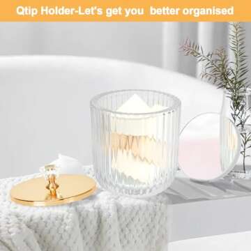 Jenseits Clear Glass Qtip Holder Set for Elegant Organization