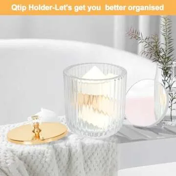 Jenseits Clear Glass Qtip Holder Set for Elegant Organization