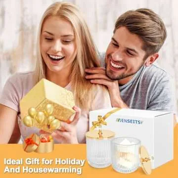 Jenseits Clear Glass Qtip Holder Set for Elegant Organization