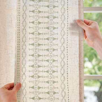 JINCHAN Boho Embroidered Curtains - 2 Panels 84-Inch Long
