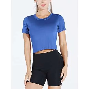 CADMUS Women's Dry Fit Crop Top - Yoga Short Sleeve Shirts (3 Pack, Multi-Color)