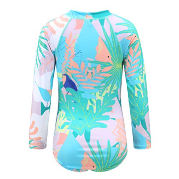 UPF 50+ Girls Long Sleeve Zipper Swimsuits Sun Protection