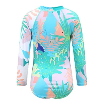 UPF 50+ Girls Long Sleeve Zipper Swimsuits Sun Protection