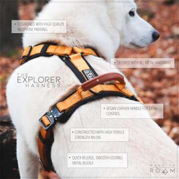 MADE TO ROAM Premium Explorer Harness - Y-Shaped Dog Harness with Adjustable Durable Nylon, Soft Pad...