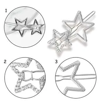 Elegant Rhinestone Star Hair Clips for Women and Girls