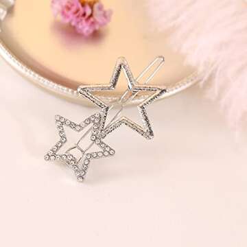 Elegant Rhinestone Star Hair Clips for Women and Girls